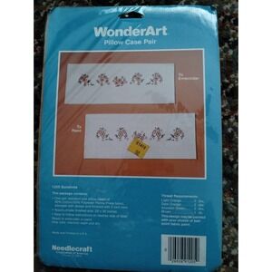 WonderArt Pillow Case Pair 1205 Sunshine Floral Embroidery Or Paint Standard Siz